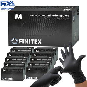FINITEX 5mil Black Nitrile Exam Gloves